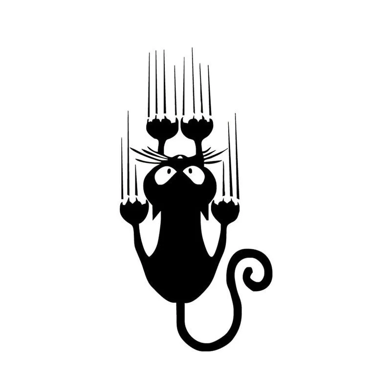 Reflective cat paw car sticker 15x7.5cm black self-adhesive scratch cover decal on car body