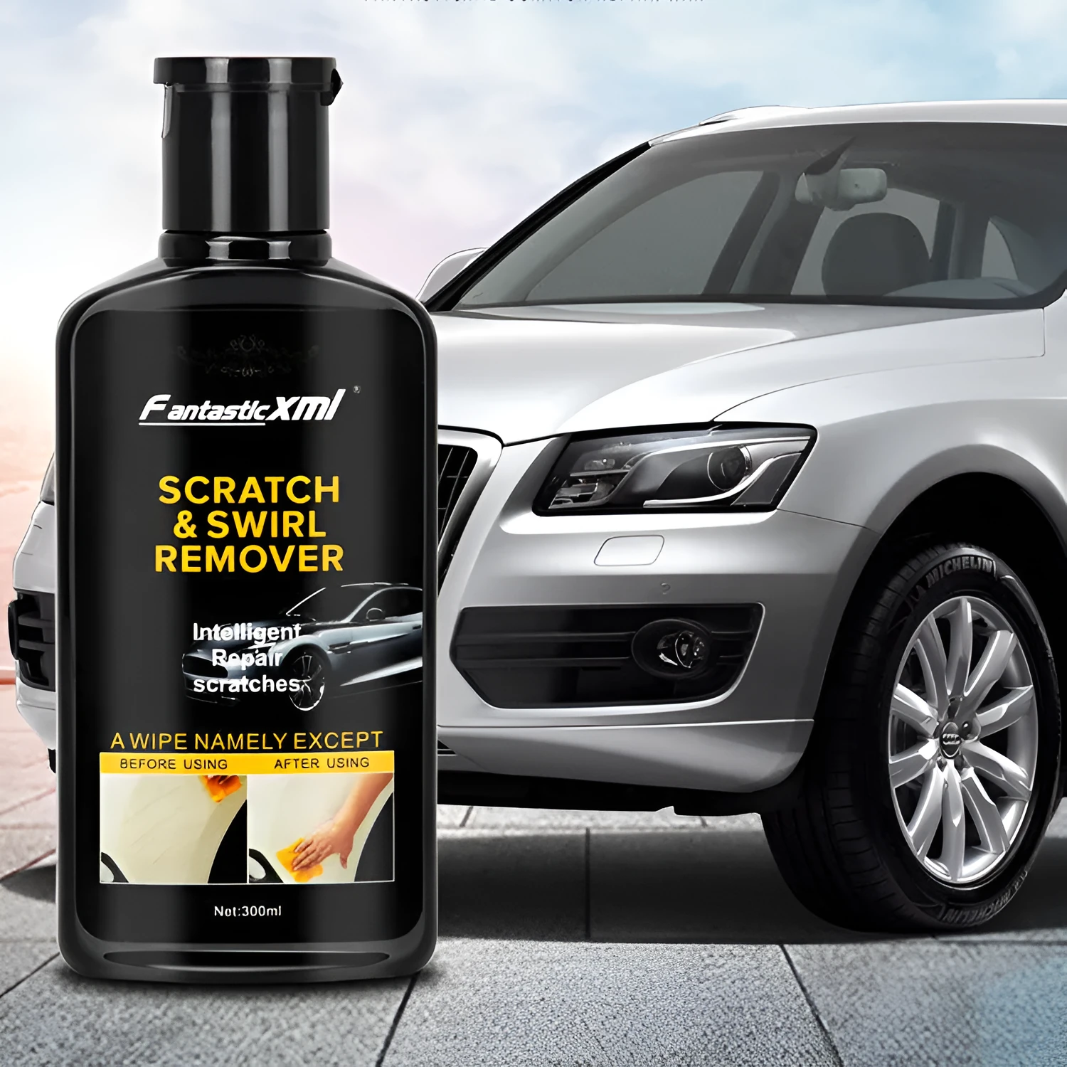 300ml liquid car scratch repair wax bottle with towel and sponge