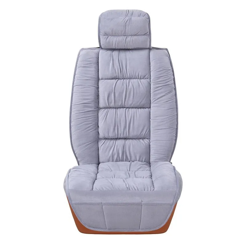Winter plush car seat cushion with wool cotton filler on vehicle seat
