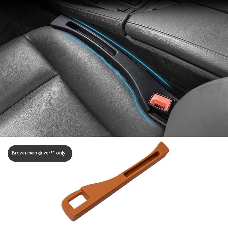 Black plastic car seat gap storage organiser box with handle between vehicle seats