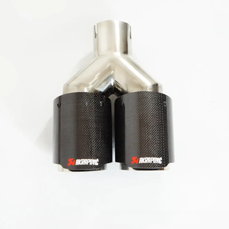 One modified two tail throat car decorative exhaust pipe carbon fibre stainless steel black bright 250x185x89mm