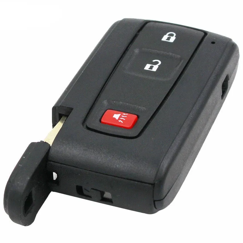 Black plastic car key shell remote control with copper key blade, 70x38x20mm
