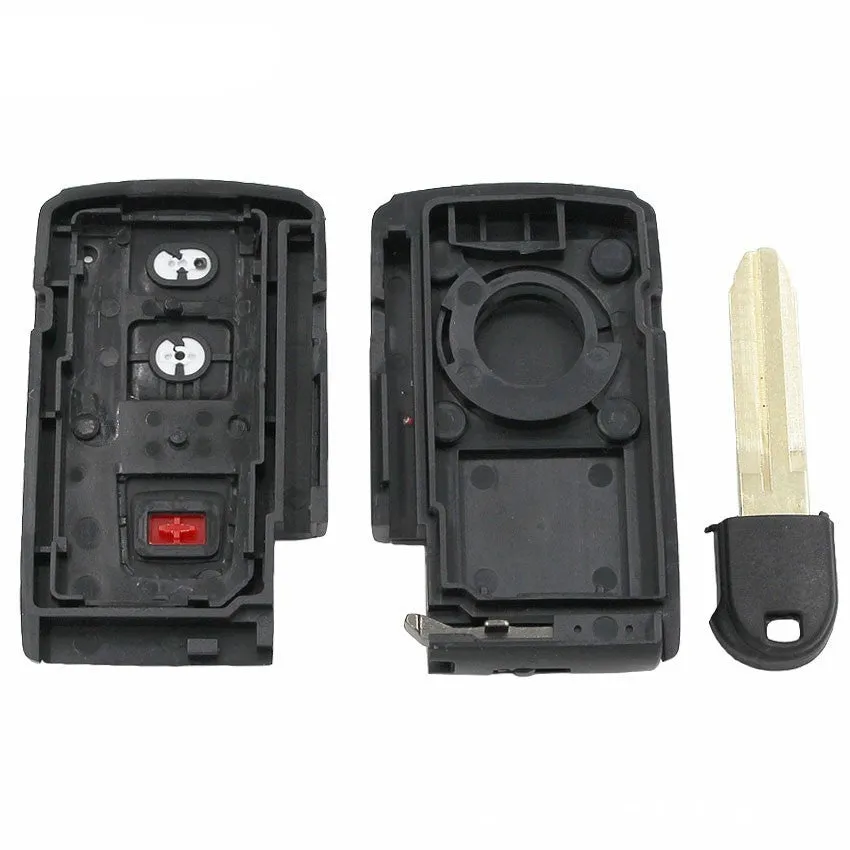 Black plastic car key shell remote control with copper key blade, 70x38x20mm