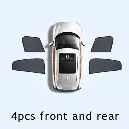 Nylon mesh car sunshade curtain set for front and rear windows including triangle windows