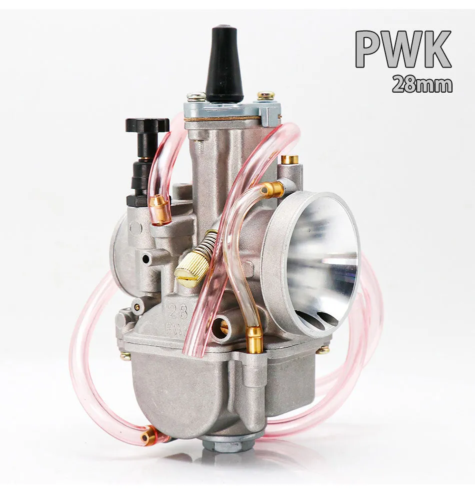 PWK sandblasted motorcycle carburetor kit in colour box packaging for engine tuning.