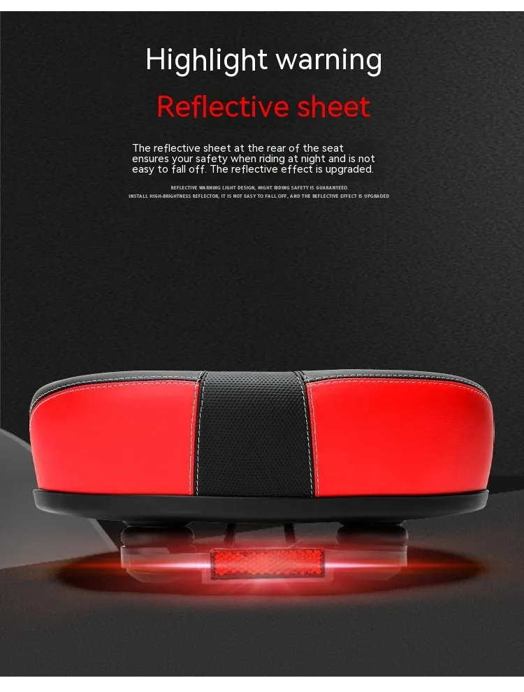 Large grey plus size bicycle saddle with thickened design and reflective stickers