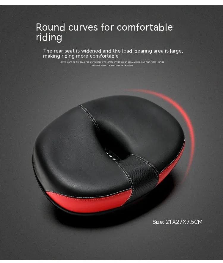 Large grey plus size bicycle saddle with thickened design and reflective stickers
