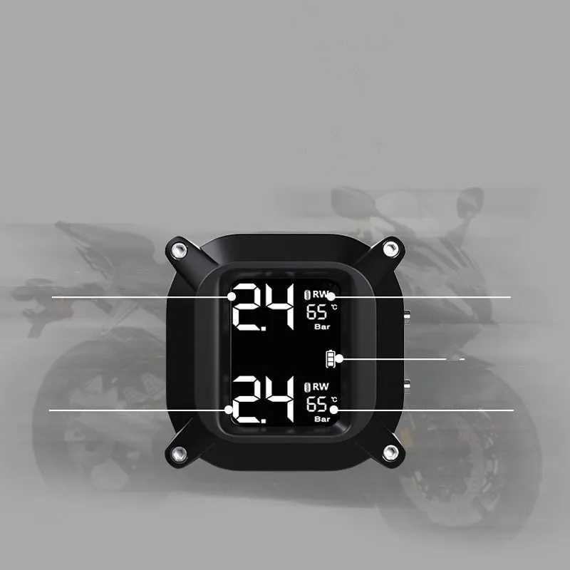 Motorcycle wireless tire pressure monitoring system digital display black portable mini TPMS for two-wheeled trailer
