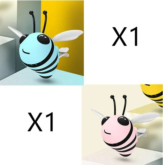 Little bee shaped car vent clip in yellow with metal alloy perfume seat and solid fragrance tablet