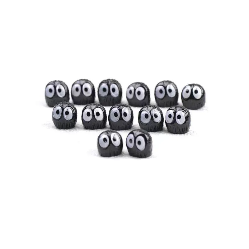 Small black resin cartoon coal ball car decoration with traceless adhesive tape.