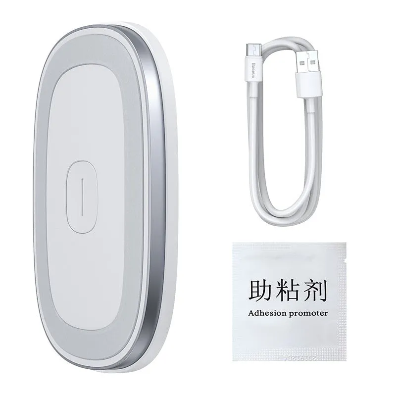 LED car reading light in black, USB rechargeable with 400mAh battery, two brightness gears, compact design