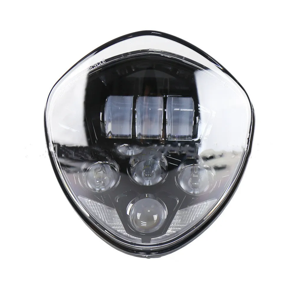Motorcycle LED headlight near and far beam black aluminium alloy shell waterproof