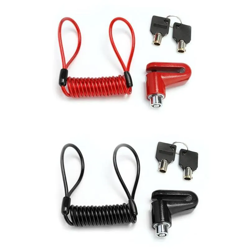 Anti-theft disc brake lock for scooter in black, 55x45x25mm, with steel wire and two keys