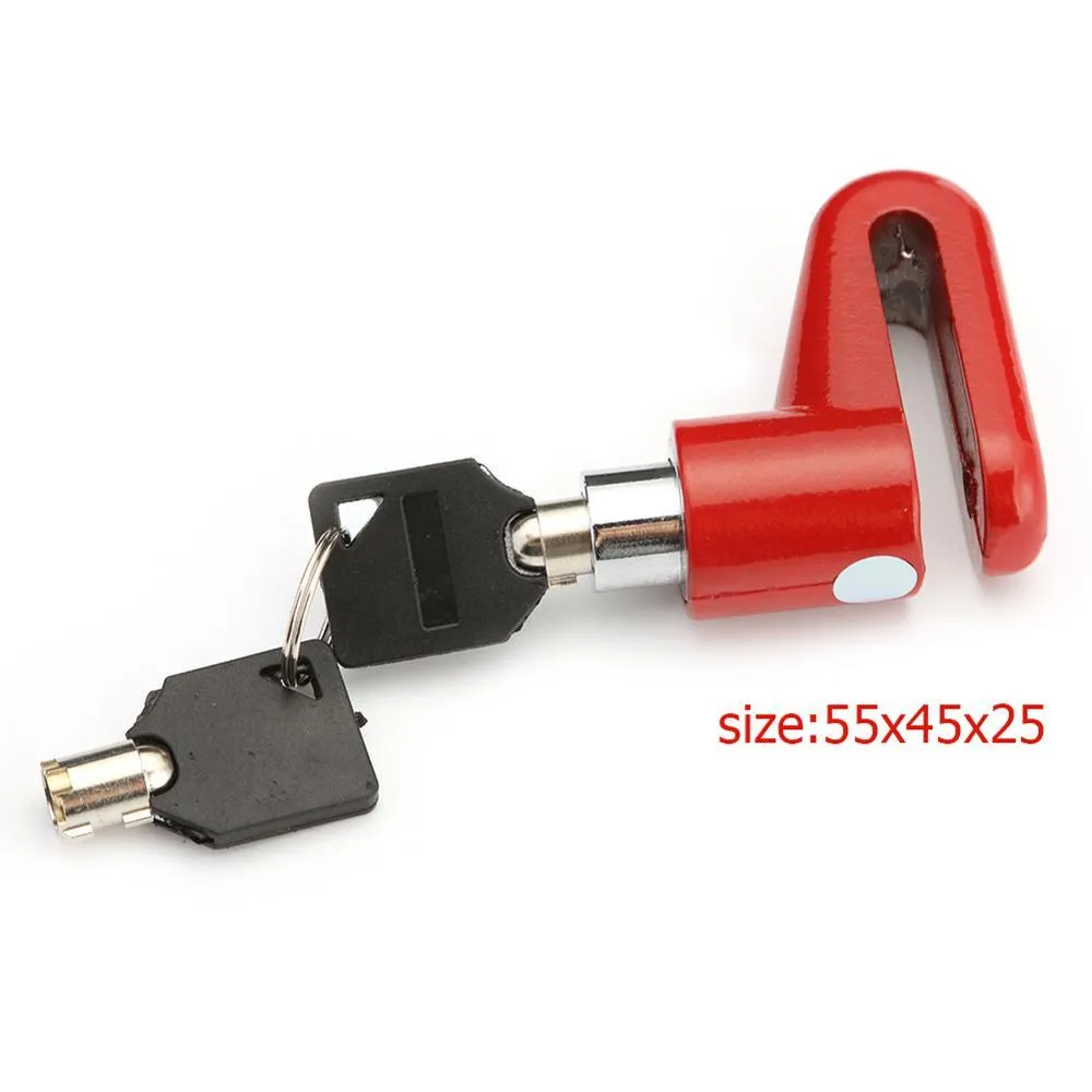 Anti-theft disc brake lock for scooter in black, 55x45x25mm, with steel wire and two keys