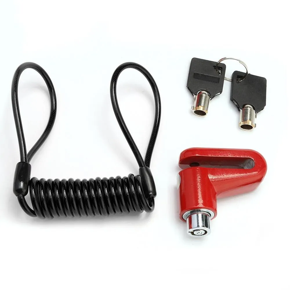Anti-theft disc brake lock for scooter in black, 55x45x25mm, with steel wire and two keys