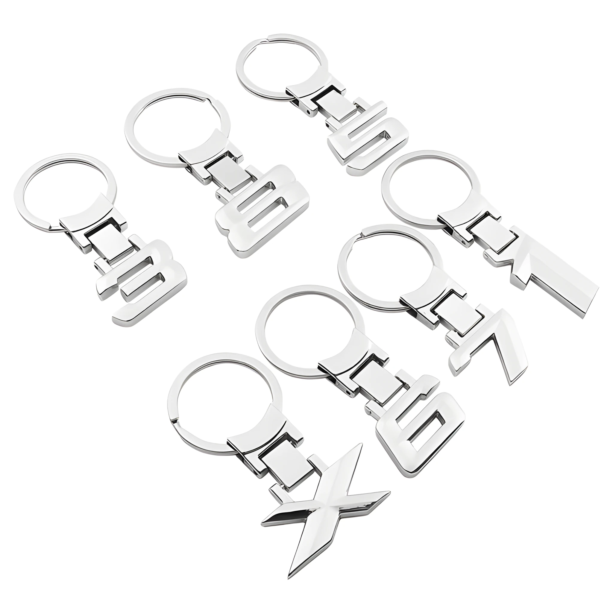 Zinc alloy metal keychain 67mm long on a wooden surface with a set of keys attached