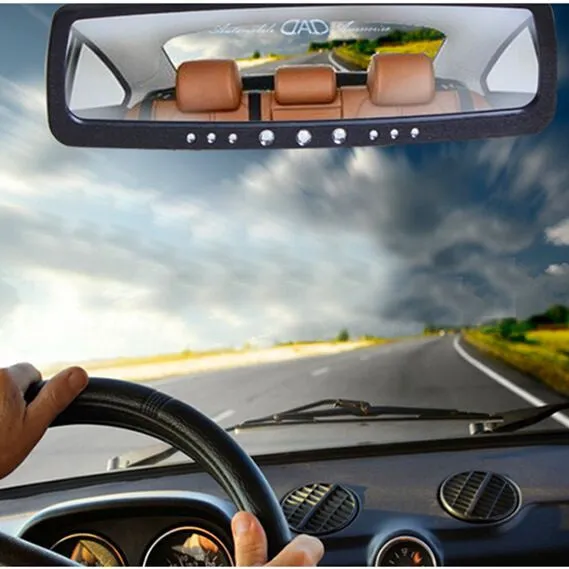 Flat car interior mirror in black section for universal replacement