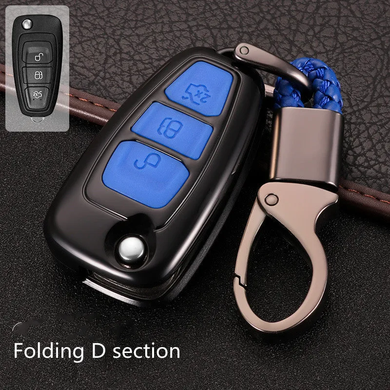 Ford car key cover in carbon fibre black, silicone ABS shell, 52mm size