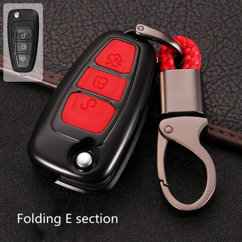 Ford car key cover in carbon fibre black, silicone ABS shell, 52mm size