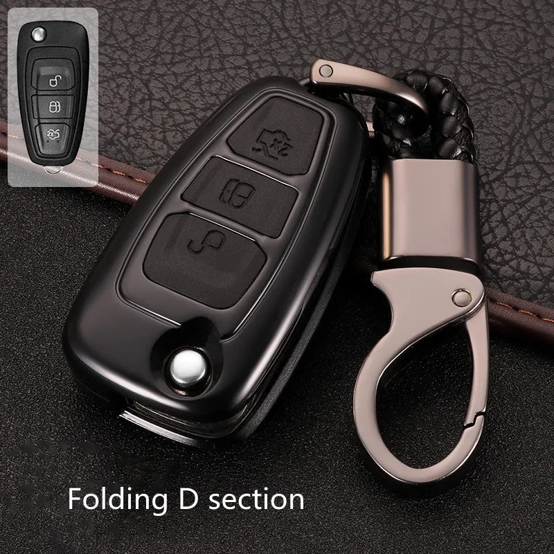 Ford car key cover in carbon fibre black, silicone ABS shell, 52mm size
