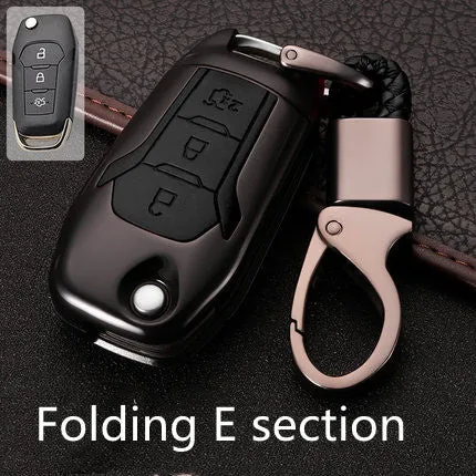 Ford car key cover in carbon fibre black, silicone ABS shell, 52mm size