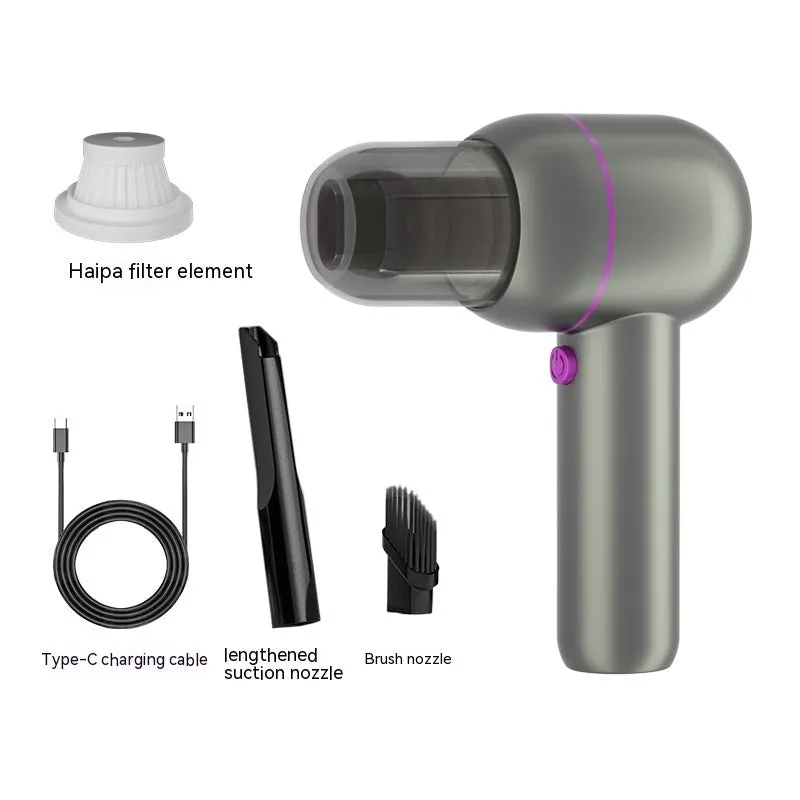 XC-06 grey portable car cleaner with brush nozzle and extended nozzle for car interior cleaning