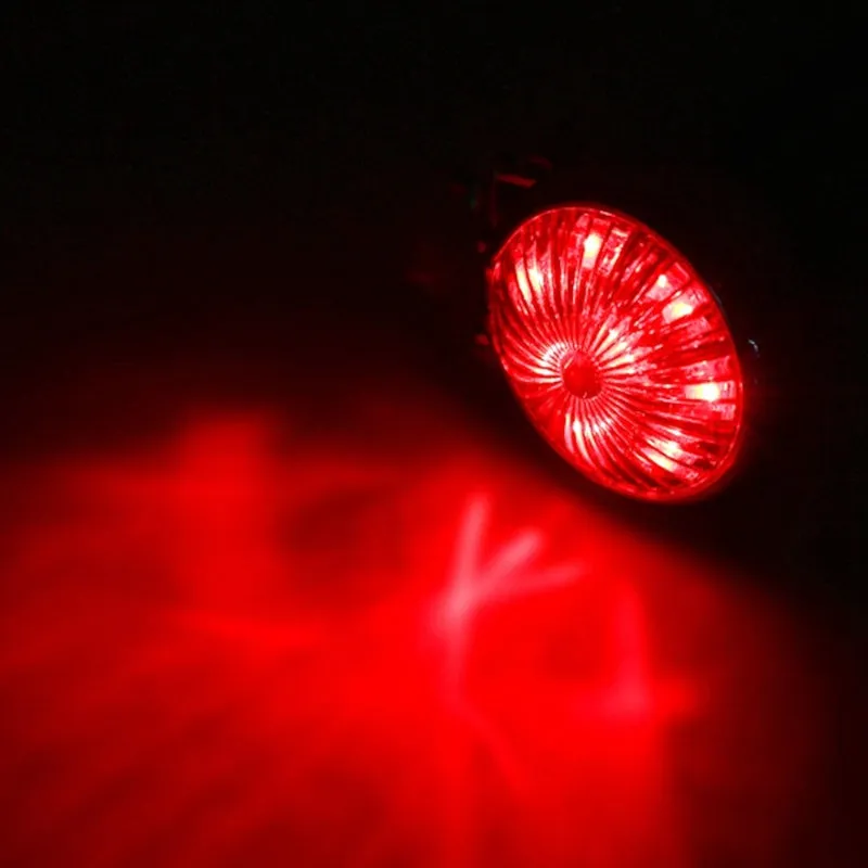 Retro round LED motorcycle brake light with aluminium housing in black finish
