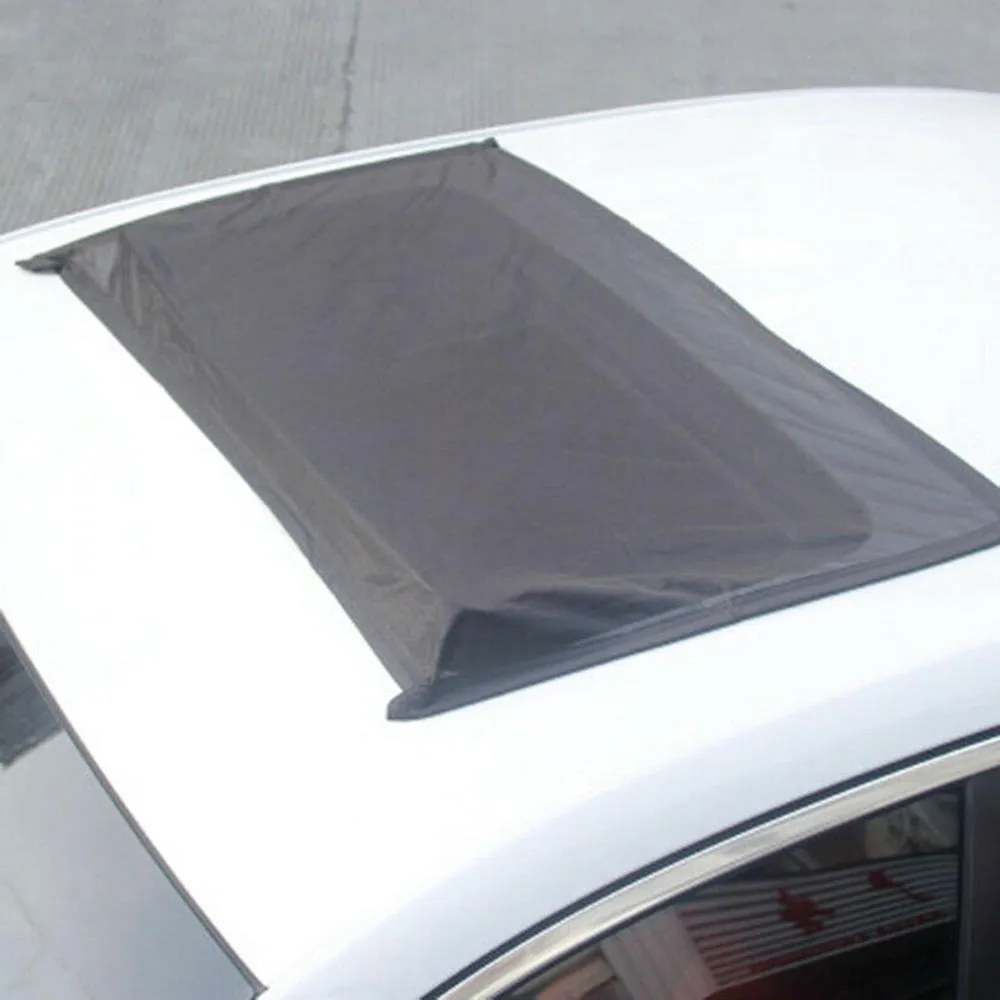 Black magnetic car sunroof sunshade with silver coated fabric for vehicle skylight 95cm by 55cm