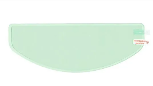 Blue motorcycle helmet waterproof rainproof anti-fog film with nano ceramic scratch resistant layer on a table.