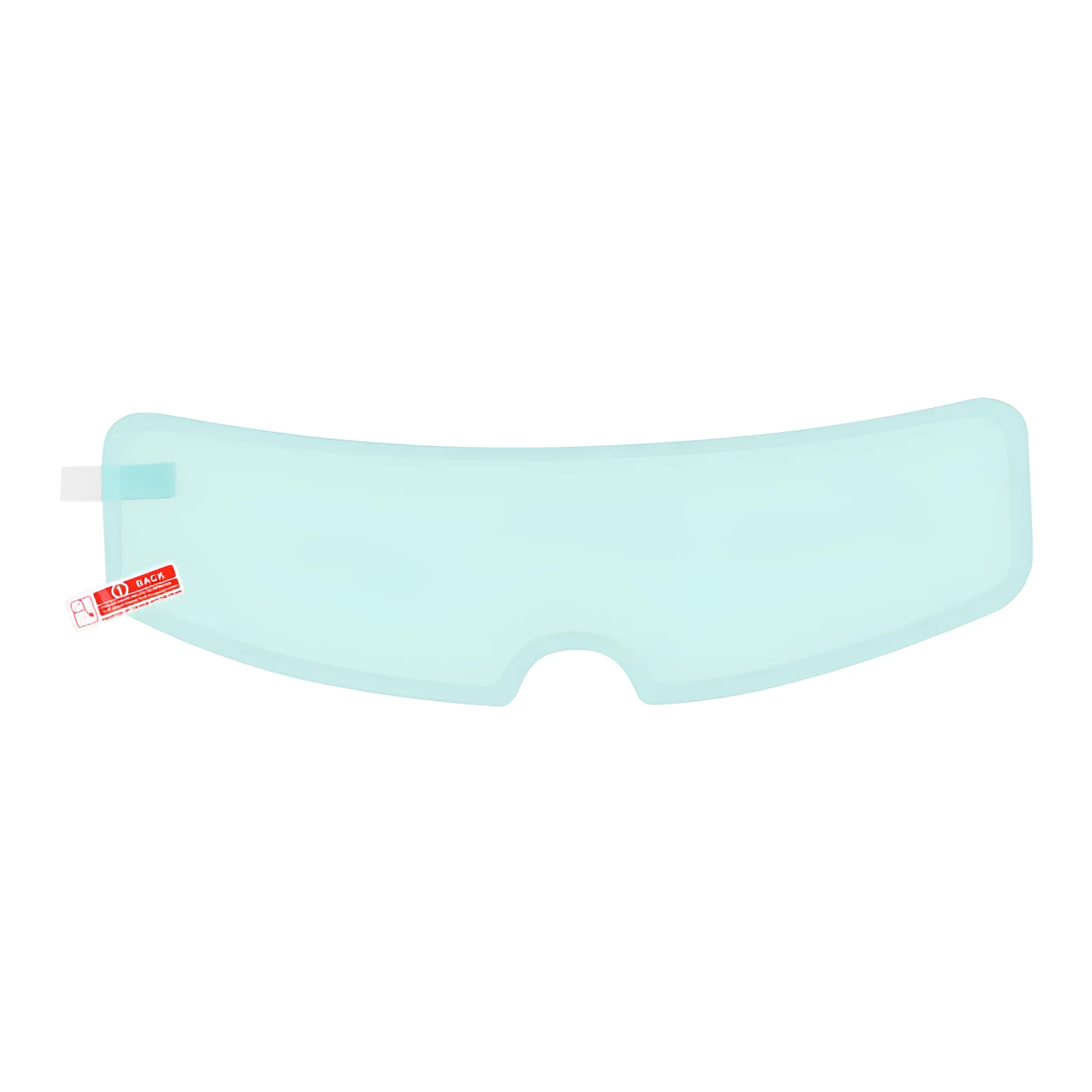 Blue motorcycle helmet waterproof rainproof anti-fog film with nano ceramic scratch resistant layer on a table.