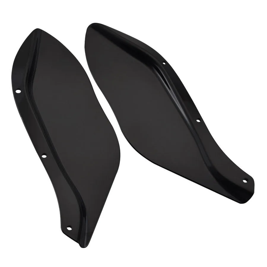 A pair of black and transparent ABS plastic side wing head covers for a Harley-Davidson Touring motorcycle.