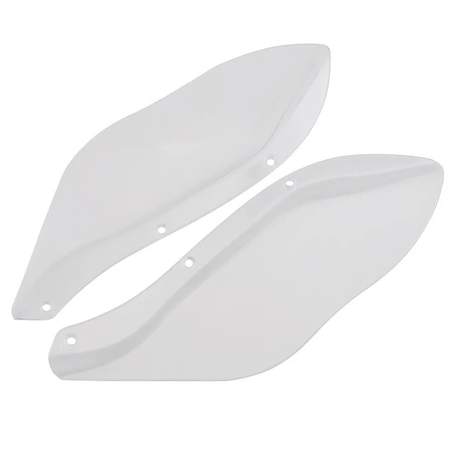 A pair of black and transparent ABS plastic side wing head covers for a Harley-Davidson Touring motorcycle.