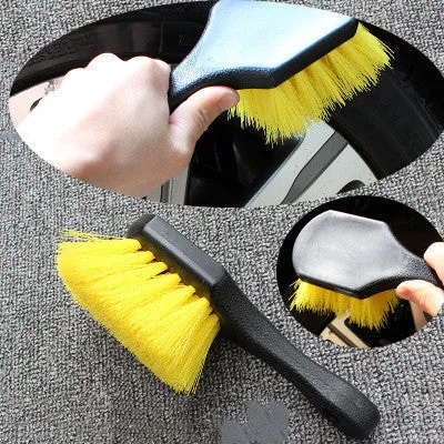 Car wash tire brush with soft handle and wheel bone wire bristles, 25cm length, 13cm brush length, 7cm width