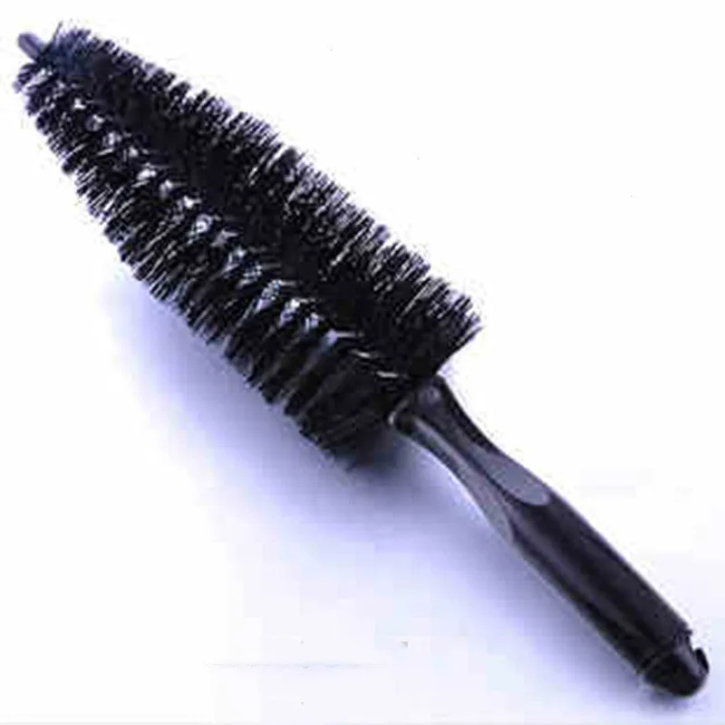 Car wash tire brush with soft handle and wheel bone wire bristles, 25cm length, 13cm brush length, 7cm width