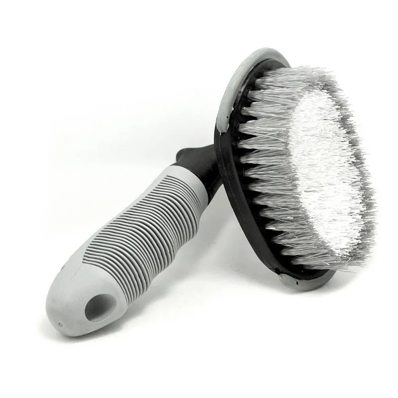 Car wash tire brush with soft handle and wheel bone wire bristles, 25cm length, 13cm brush length, 7cm width