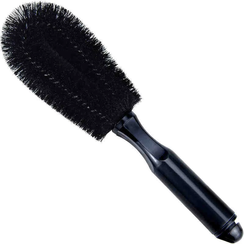 Car wash tire brush with soft handle and wheel bone wire bristles, 25cm length, 13cm brush length, 7cm width