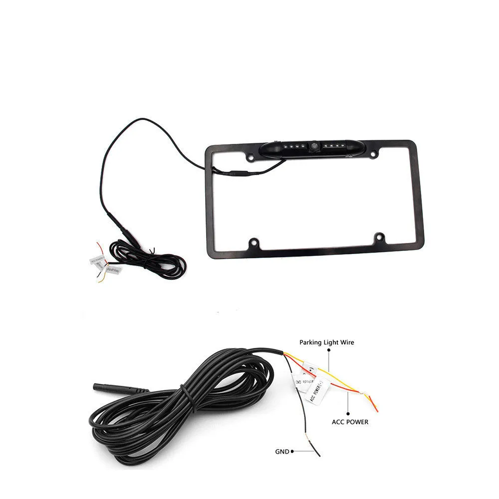 Wireless car rear view camera with iron shell U.S. frame on number plate