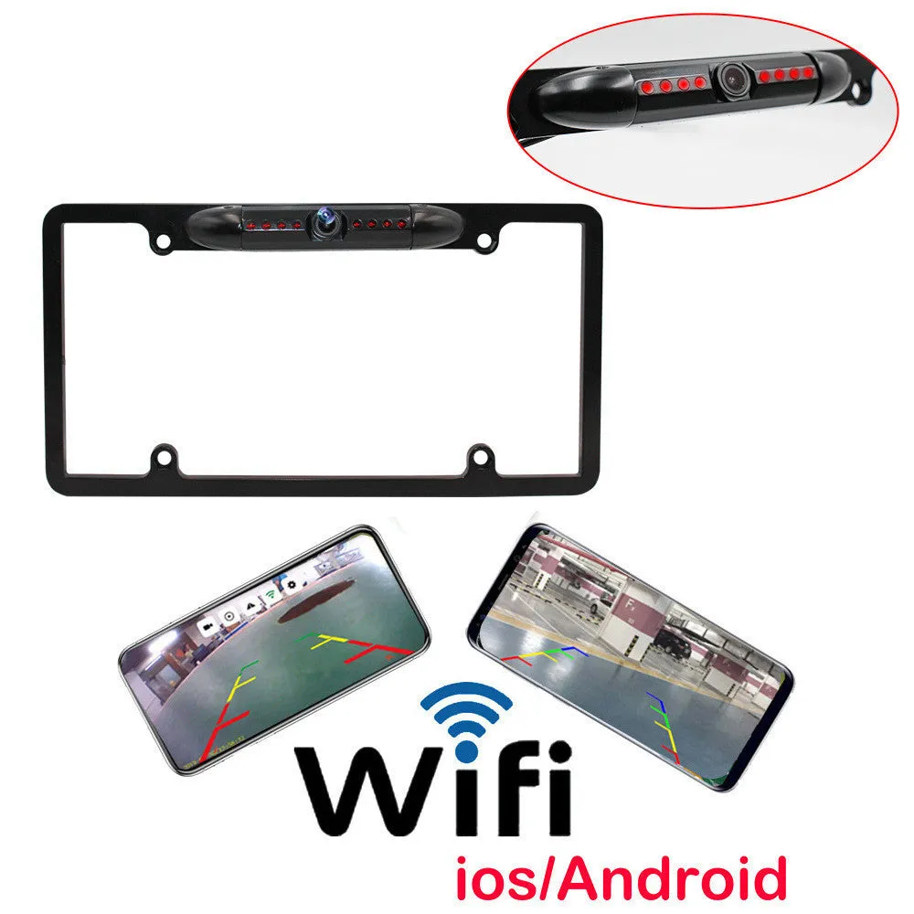 Wireless car rear view camera with iron shell U.S. frame on number plate