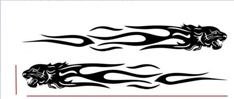 Pair of black leopard pattern reflective car stickers on a motorcycle side panel