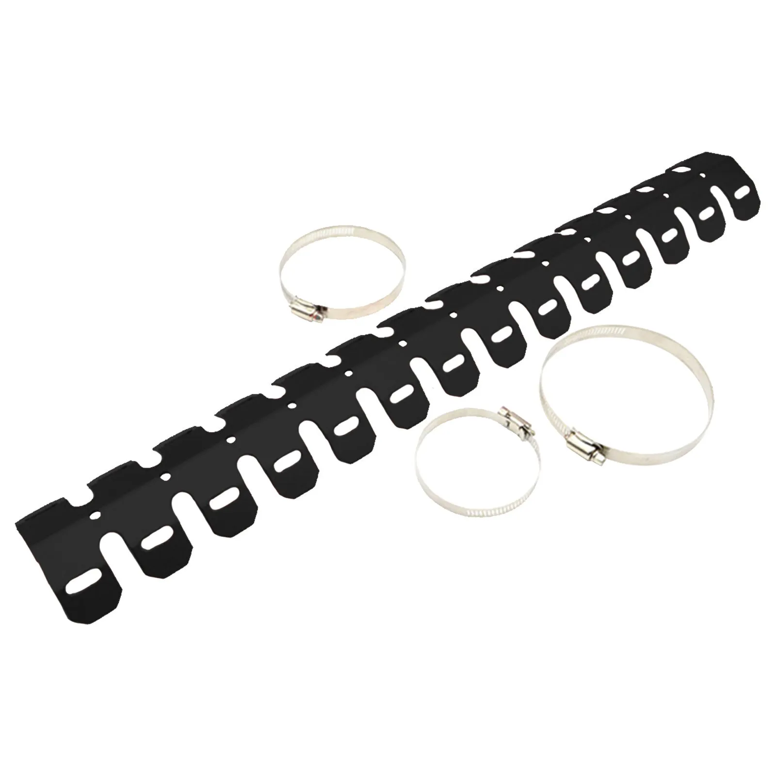 Aluminium alloy motorcycle exhaust heat shield 60cm long in red with cable tie and buckle fittings