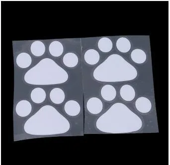 Set of four 6cm panda footprint PVC bumper stickers available in seven colours