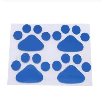 Set of four 6cm panda footprint PVC bumper stickers available in seven colours