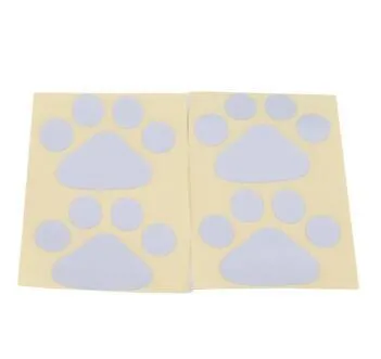 Set of four 6cm panda footprint PVC bumper stickers available in seven colours