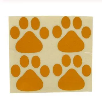 Set of four 6cm panda footprint PVC bumper stickers available in seven colours