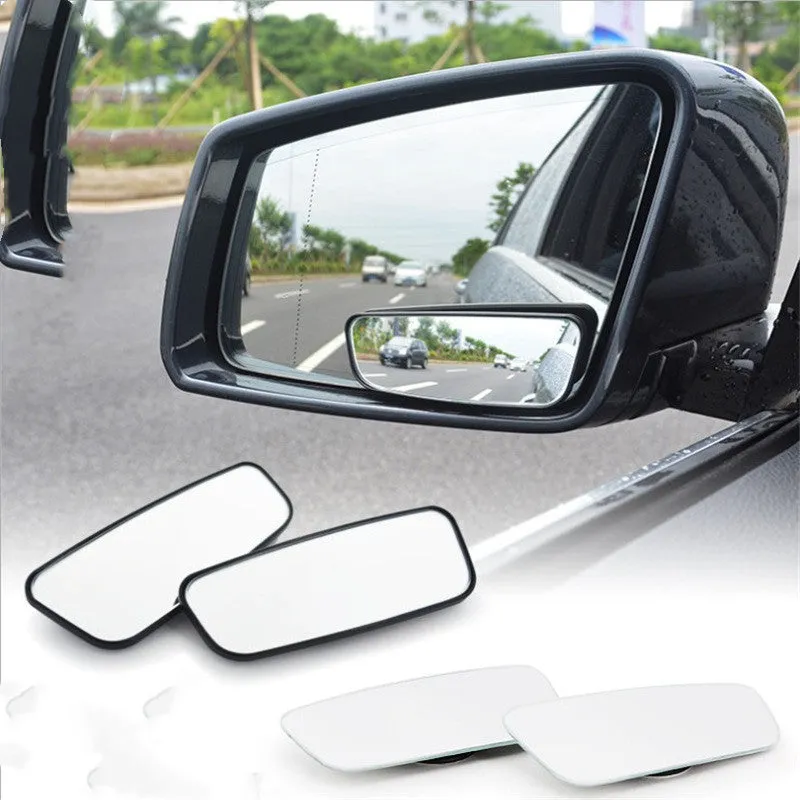 Pair of chrome-plated glass curved surface rear view mirrors for GM vehicles, 95x35mm, with adhesive backing