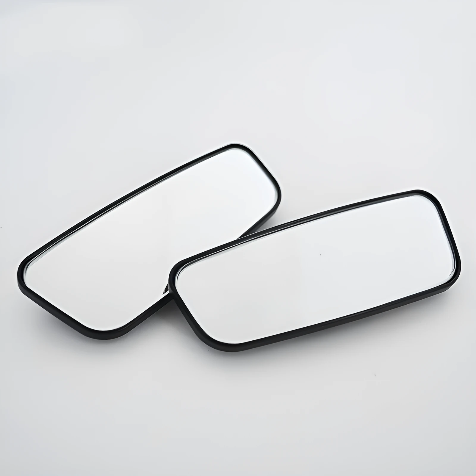 Pair of chrome-plated glass curved surface rear view mirrors for GM vehicles, 95x35mm, with adhesive backing