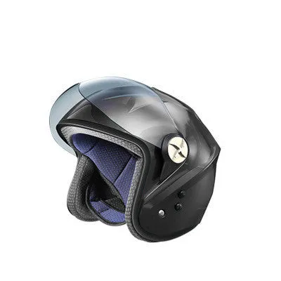 Solar smart helmet ABS+ in black on a black background showing solar panel and LED light