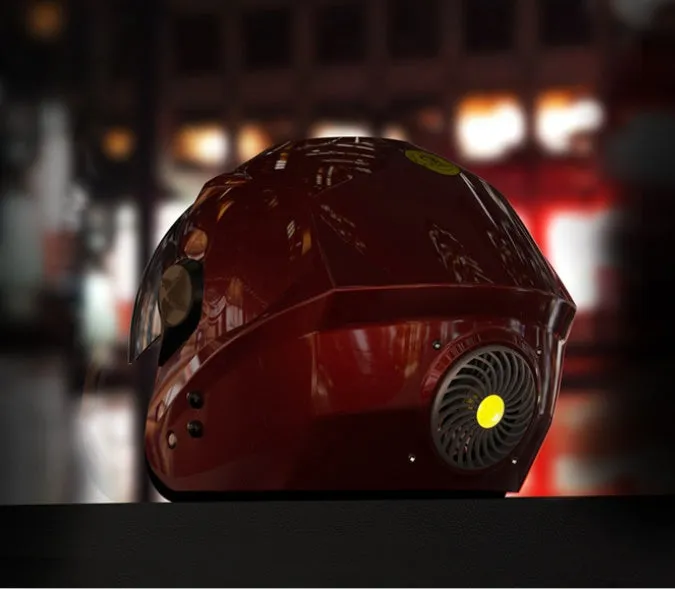 Solar smart helmet ABS+ in black on a black background showing solar panel and LED light