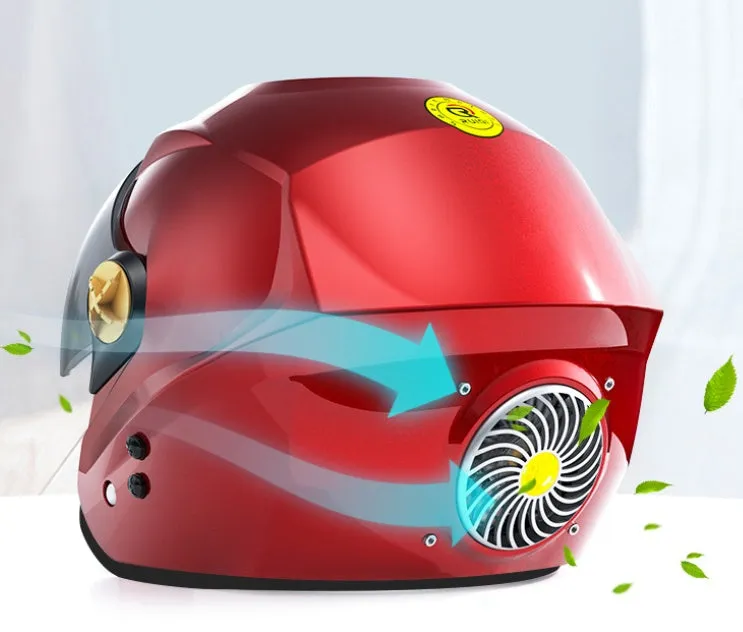 Solar smart helmet ABS+ in black on a black background showing solar panel and LED light