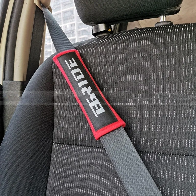 Car shoulder sleeve protection mat set in black, blue, or red colours showing sponge cloth embroidery weaving construction